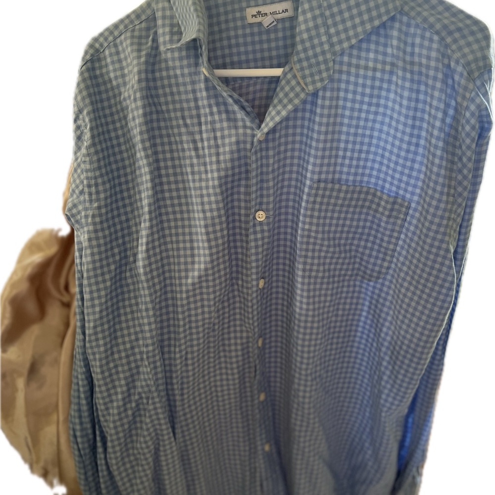 Peter Millar Blue gingham, Checkered Men's Shirt